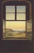 johann christian Claussen Dahl View through a Window to the Chateau of Pillnitz (mk09) Sweden oil painting artist